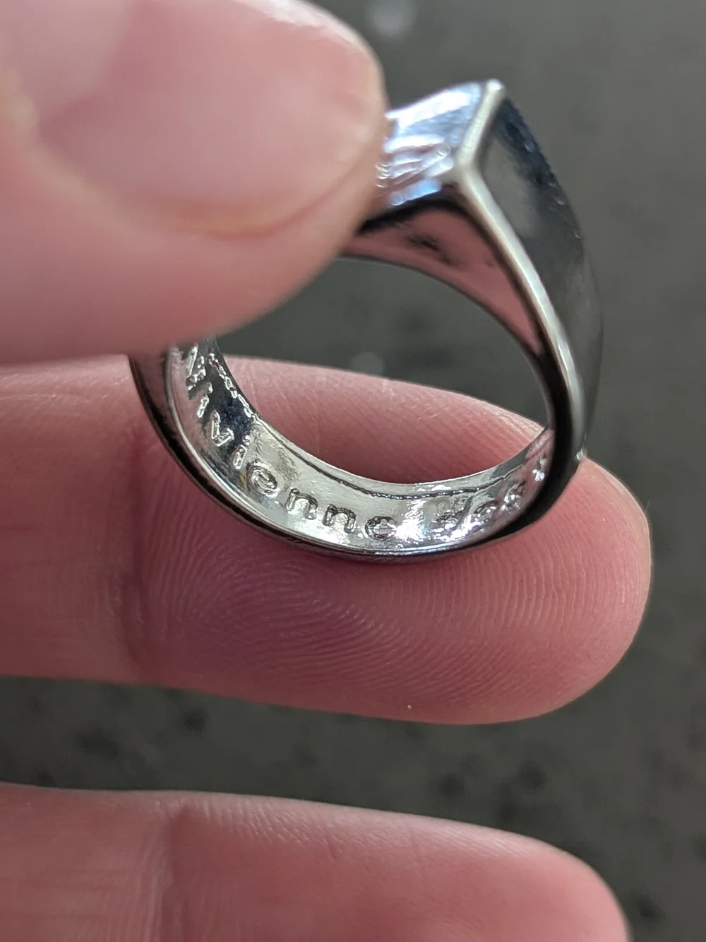 Open Square Split Signet Ring in Silver- Vivienne Westwood Style Ring